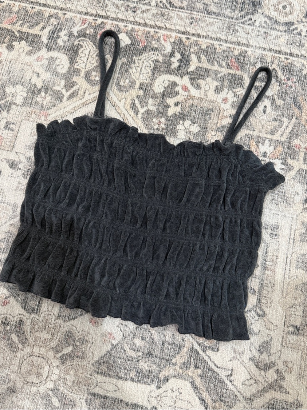 H&M Black Smocked Crop Tank